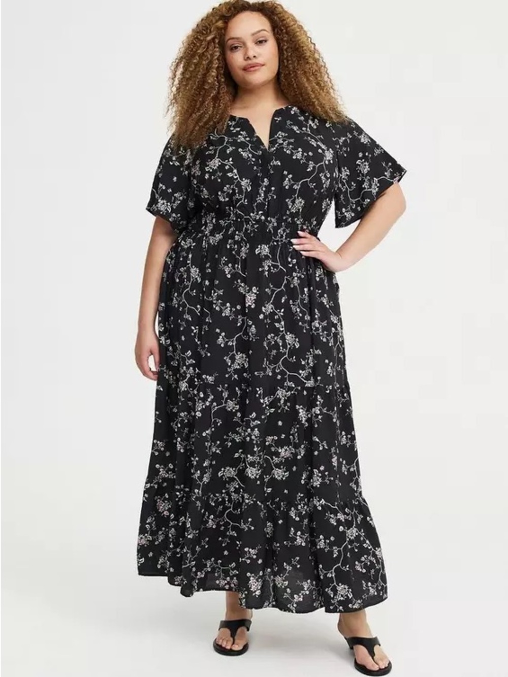 NWT TORRID Y-Neck Tiered Maxi Dress